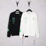 Off White Long Sleeve Round Neck Sweater Fall/Winter Crew Neck Pullover Sweatshirt