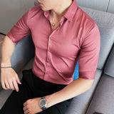 Men Shirts Casual Solid Color Business Shirt