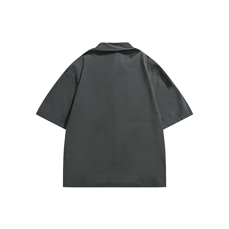 Man Summer T Shirt Color-Contrast Check Affixed Cloth Embroidered