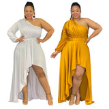 Nina Parker Dresses plus Size Fashion One Shoulder Loose Long Sleeve Dress