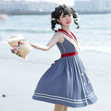 Gothic Lolita Harajuku Style Clothing Lolita Skirt Azure Poetry Op Japanese Style Sweet College Style Sailor Collar Lolita