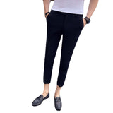 Men Trouser Casual Cropped Pants Slim Fit Suit Pants