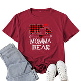Boy Mama T Shirt Mama Bear Mother Pattern Printed Short Sleeve T-shirt
