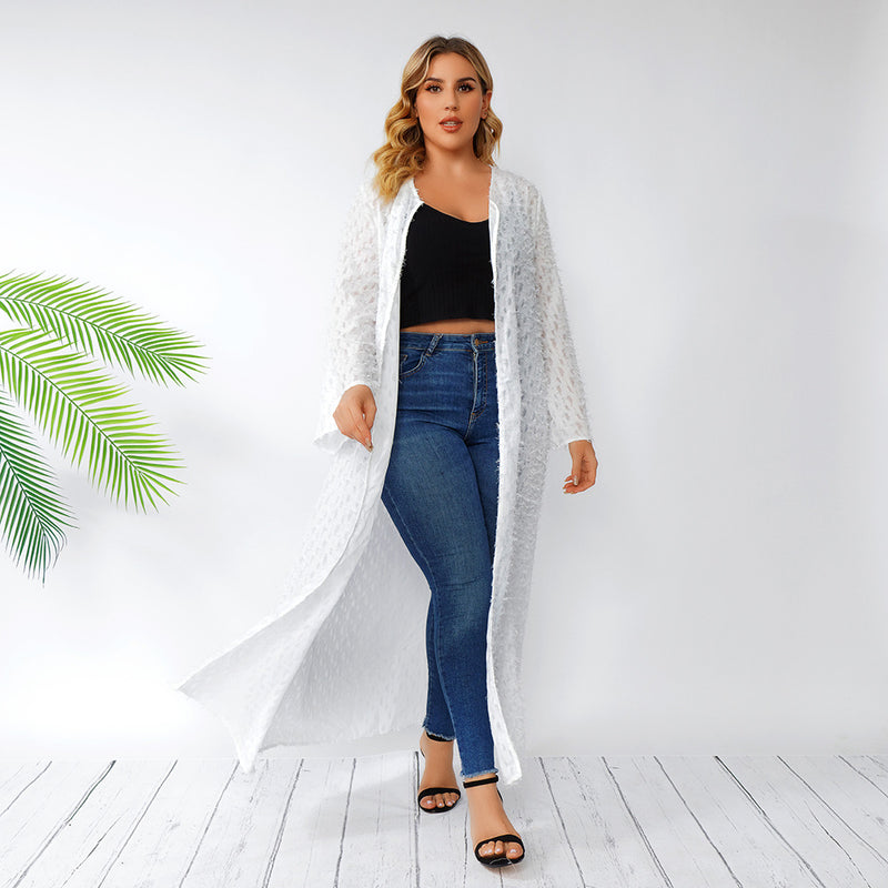 Women Plus Size Jackets Long Sleeve White Summer Sun Protection Shirt