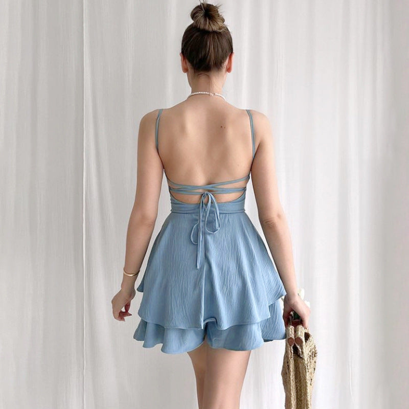 Emily Ratajkowski Dress Sexy Backless Lace up Slip Dress