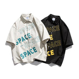 Men T Shirt Summer Casual Tops Men's Clothes Summer Wear National Fashion Boys Lapel Shirt Casual Loose Letters Full Printed Shirt Fashion