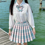 Preppy Aesthetic Outfits Shirt JK Plaid Skirt Preppy Style Suit Business Attire