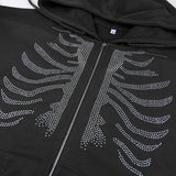 Skeleton Hoodie Autumn Sexy Loose Hooded Zipper Top