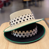 Straw Hat Green Hemming Straw Hat Female Flat Top Sun Shade Top Hat