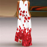 Women Exotic Dresses Vintage Printed Maxi Dress V-neck Sexy Dress