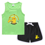 Children Pokemon Pikachu Tshirts & Shorts Casual Sports Sweat-Absorbent Suit Neutral