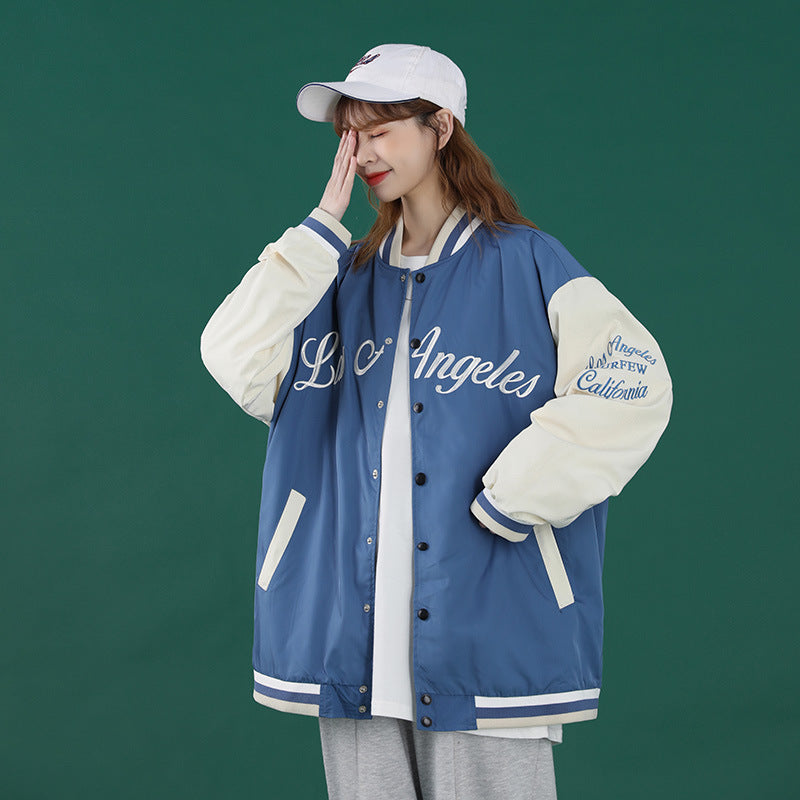 Dodgers Letter Man Jacket Outfit Senior Jackets Varsity Baseball College Coat Baseball Uniform Couple Wear Spring Loose Jacket