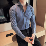 Men Shirts Striped Business Casual Long Sleeve Shirt