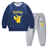 Children Pokemon Pikachu Hoodie & Pant Set Fleece Lined Padded Warm Keeping Winter Clothes Sweatershirt Suit