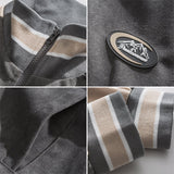 Men Baseball Jacket Spring Colorblock Baseball Uniform Loose All-Matching Jacket