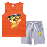 Children Pokemon Pikachu Tshirts & Shorts Vest Middle Pants Sports Casual Thin Two Pieces