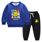 Children Pokemon Pikachu Hoodie & Pant Set Fleece Lined Padded Warm Keeping Winter Clothes Sweatershirt Suit
