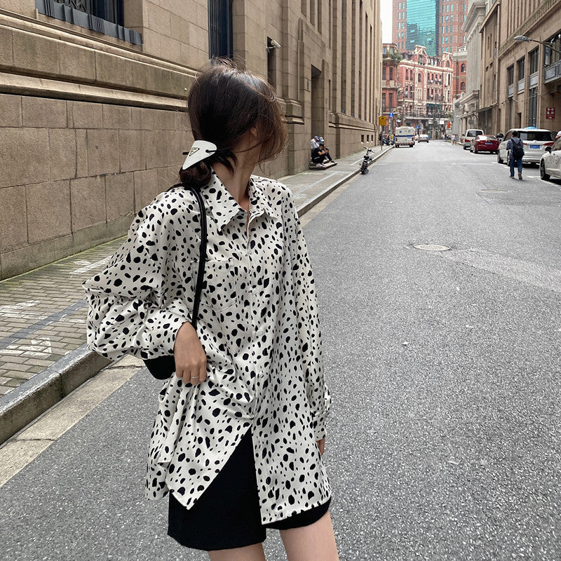 Dalmatian Coat Chiffon Shirt Polka Dot