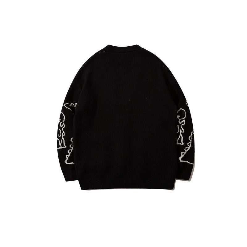 Dinosaur Sweaters Cartoon Full Printed Cardigan Sweater