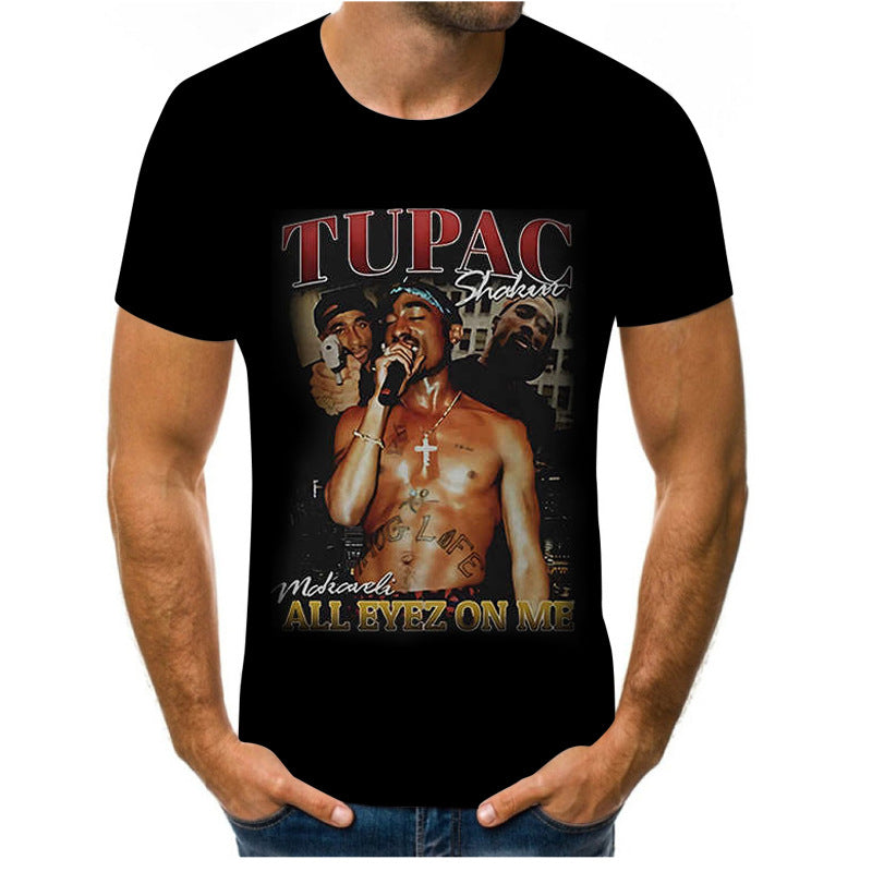 Pop Smoke Vlone King of New York T Shirt Hip Hop Band 3D Digital Printing