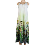 Women Bohemian Dress Summer Spaghetti Straps Sleeveless Loose Printed Dress