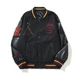 Blackair Jacket Baseball Uniform Embroidered Pu Sleeve Jacket