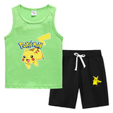 Children Pokemon Pikachu Tshirts & Shorts Vest Middle Pants Sports Casual Thin Two Pieces