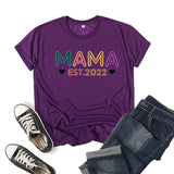 Boy Mama T Shirt Mama Est Printed Short Sleeve round Neck T-shirt
