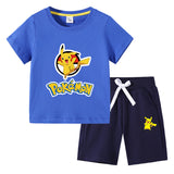 Children Pokemon Pikachu Tshirts & Shorts Cotton Short Sleeve Shorts Two Pieces Neutral