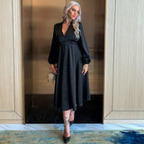 Bohemian Beach Dress Black V-neck Evening Dress Chiffon