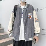 Corduroy Patch Jacket Baseball Uniform Men's Corduroy Jacket Casual Top