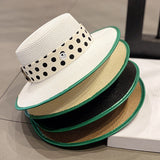 Straw Hat Green Hemming Straw Hat Female Flat Top Sun Shade Top Hat