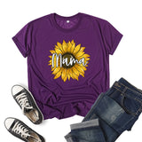 Boy Mama T Shirts Sunflower Mama Printed Short Sleeve round Neck T-shirt