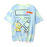 Off White T Shirt Summer Ow Cel Shading Arrow Print Round Neck Tshirt Color Matching  Casual Short Sleeve Unisex Owt
