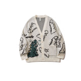 Dinosaur Sweaters Cartoon Full Printed Cardigan Sweater