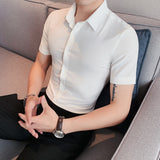 Men Shirts Solid Color Business Short Sleeve Shirt