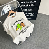 Human Made T-Shirt Green Duck Slub Cotton Men and Women Loose Couple T-shirt