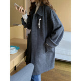 Beth Dutton Outfits Horn Button Knitted Woolen Coat Women's Thickened Winter Loose Mid-Length Coat