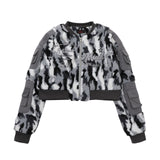 Nina Parker Camo Jacket Camouflage Lamb Wool Short Baseball Jacket