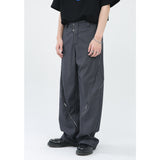 Men Suit Pants Zipper Design Split Slightly Pull Vertical Suit Pants