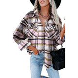 Beth Dutton Outfits Autumn and Winter Loose Woolen Plaid Long Sleeve Shirt Breasted Coat