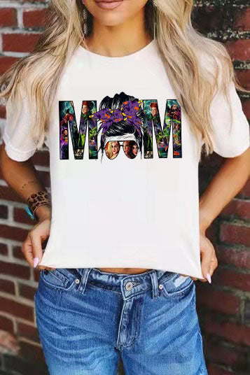 Halloween Costumes Halloween Witch Mom Printed round Neck T-shirt for Women
