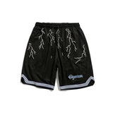 Men Shorts Lightning Embroidery Pattern Sweatpants