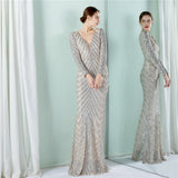 Sequin Evening Dress Elegant Long Sleeve Sequined Queen Fishtail Skirt