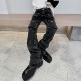 J Shaped Jeans Autumn Men's Pants Multi-Pocket Jeans Trousers