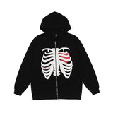 Skull Hoodie Skull Printed Full-Zip Cardigan Coat