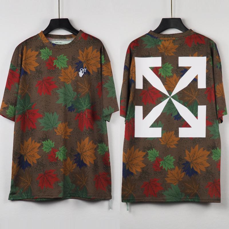 Off White T Shirt Cotton Camouflage Leaf Arrow Women Short Sleeved Shirt Clothing Owt