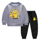 Children Pokemon Pikachu Hoodie & Pant Set Two-Piece Cotton Sweater Set