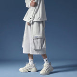 Summer Men Shorts Wide-Leg Workwear Cropped Pants