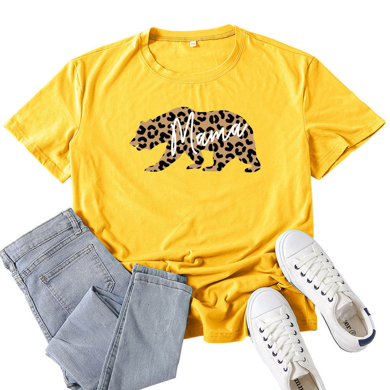 Boy Mama T Shirts Leopard Bear Mama Printed T-shirt